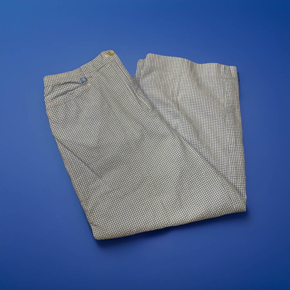 Lauren Ralph Lauren Women's Size 8 Seersucker Blue &‎ White Checkers Ankle Pants